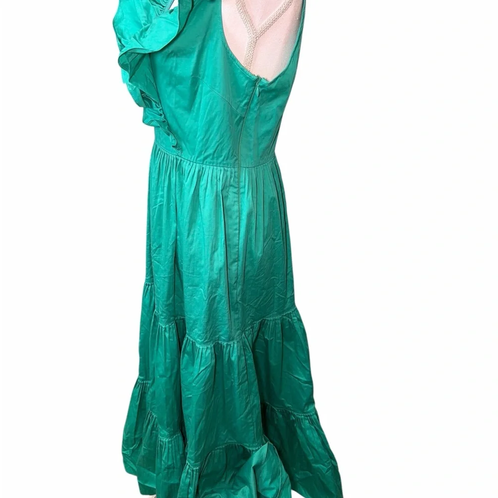 kate spade Teal Ruffle V-Neck Midi Dress